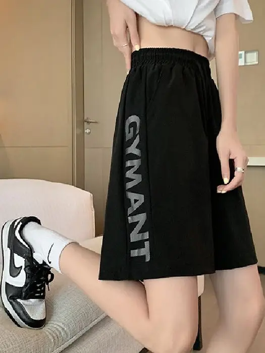 

Ice Silk Qui Dry Sports orts Women's High Waist Slimming Casual Wide Leg Five-Quarter Pants Summer 2025 Thin Design Sense