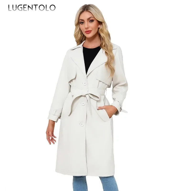 Abrigo de piel sintética para mujer, chaqueta elegante a prueba de viento, suave, de imitación de cuero, cortavientos largo cálido, Vintage,