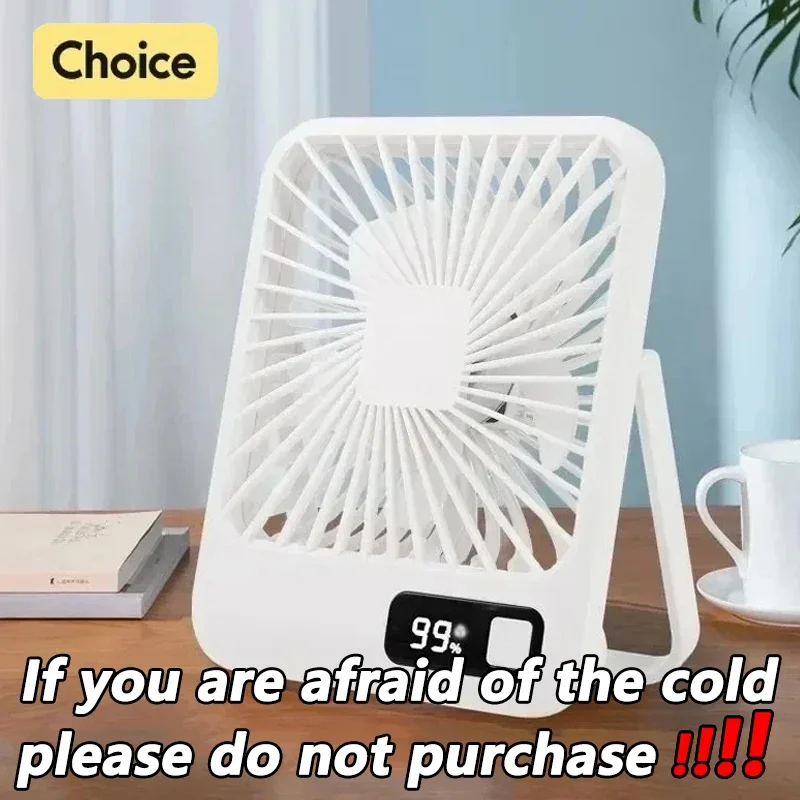 Desk Fan, Portable USB Rechargeable Fan, 180° Tilt Folding Personal Fan With Power Display, 5 Speeds Ultra Quiet Table Fan