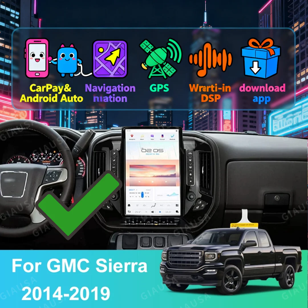

14.5" For Chevrolet GMC Silverado 2013-2020 Carplay Android Car Multimedia Radio Stereo Player Qualcomm HD Screen GPS Navigation