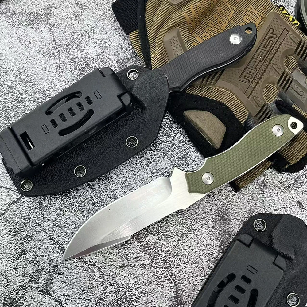 

Тактический нож высокой твердости для кемпинга и охоты на открытом воздухе, 8Cr13Mov, охотничий карманный нож с ножнами из кайдекса и G10, зеленая/черная ручка