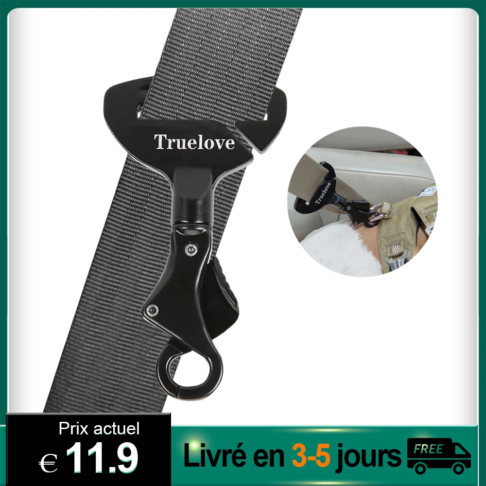 Winhyepet Clip de boucle de ceinture de sécurité pour animaux de compagnie, accessoires pour chiens, articles pour harnais de collier, ceintures de sécurité à pression de verrouillage pour tous les véhicules