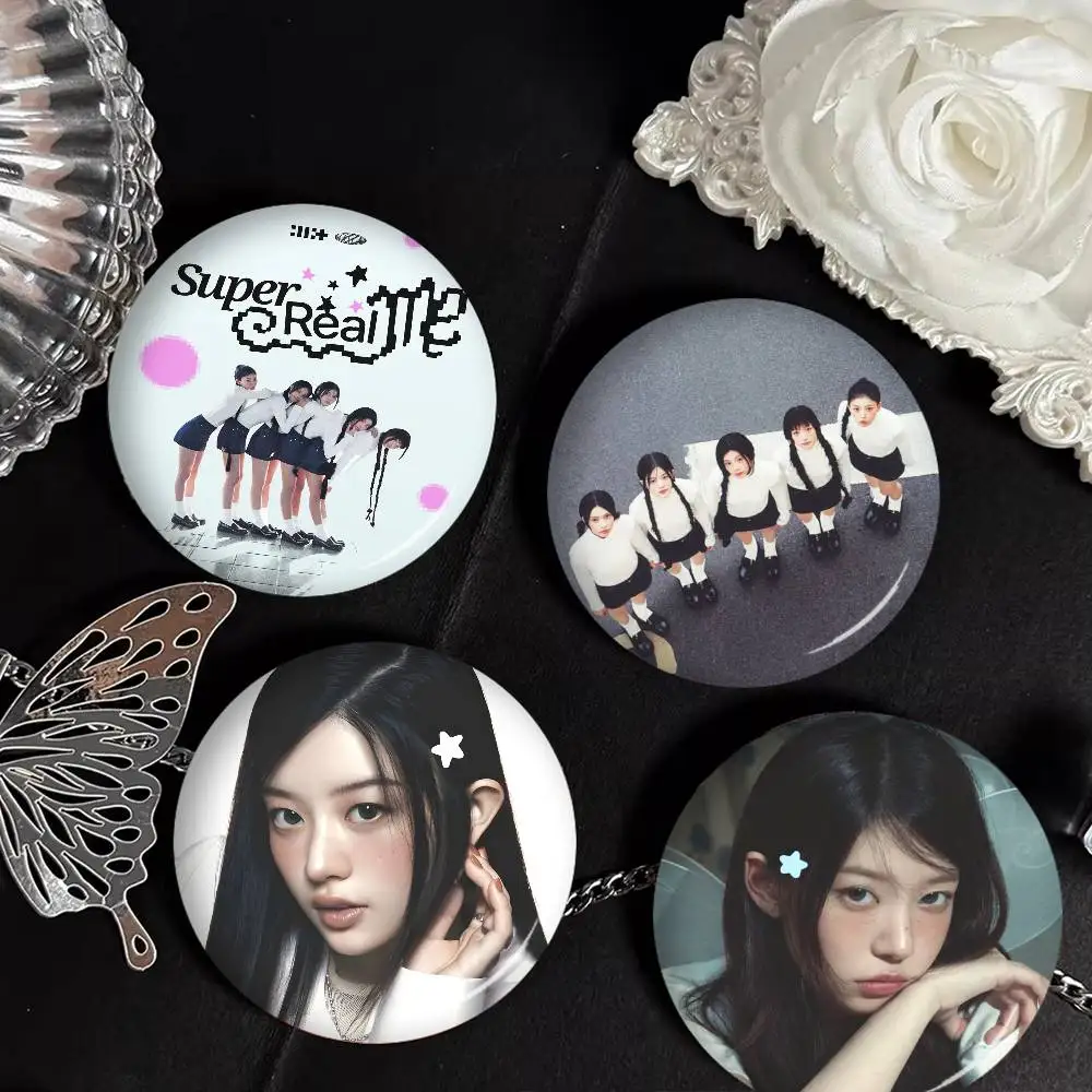 Popular K-pop Group I-Illit Creative Pins Funny Faces Round Snap-in Brooch Badge Backpack Hat Accessories Jewelry Gifts
