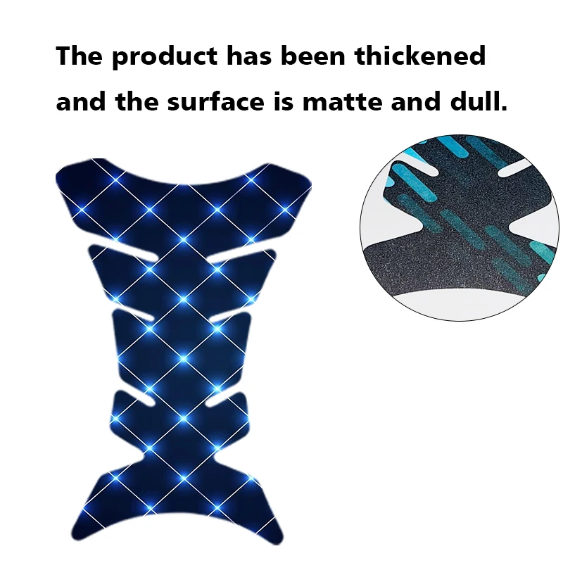 1 قطعة غطاء حماية عالمي لخزان وقود الدراجة النارية بشبكة زرقاء، مادة PVC، ملحقات تعديل المظهر، ملصق هيكل السمكة