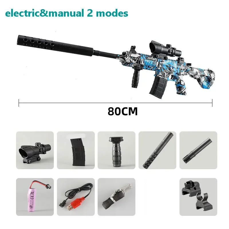 Pistolas eléctricas de hidrogel M416 para niños y adultos, 2 modos, Rifle de francotirador, tiro automático, pistolas de bolas de agua, armas de Paintball