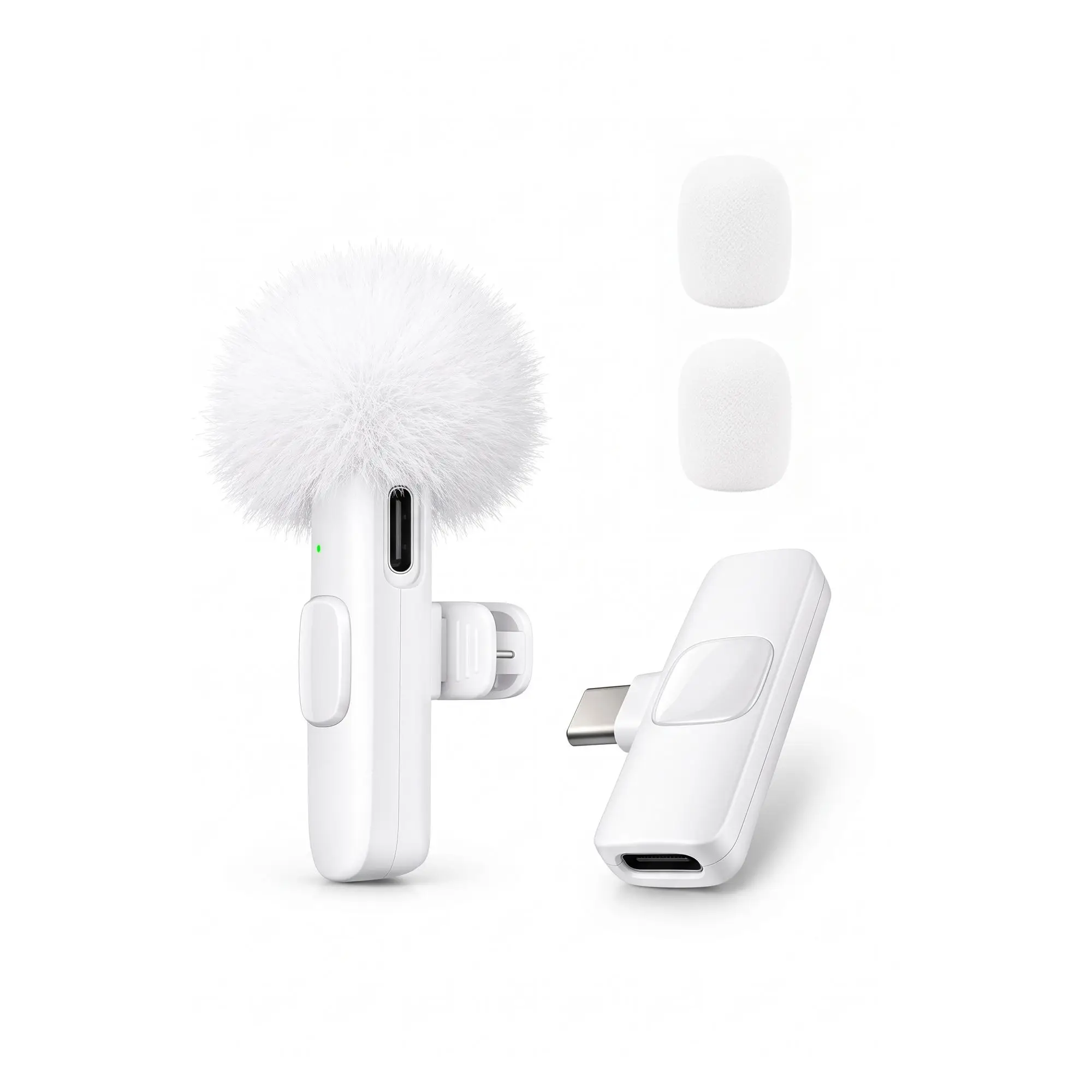 Draadloze reversmicrofoon, eenvoudig aan te sluiten en direct te gebruiken, lange batterijduur, draagbaar, met Type-C-poort, ideaal voor vloggen en live streaming.