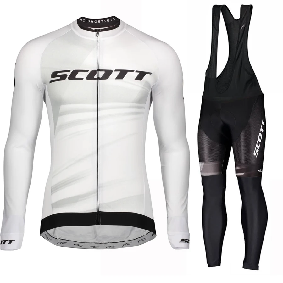 SCOTT Bicycles Long Cycling Bib Set Men Bicycle Clothing Sleeve Jersey Autumn Men\'s Wear Suit Man Shorts Distance Bike Pants Mtb