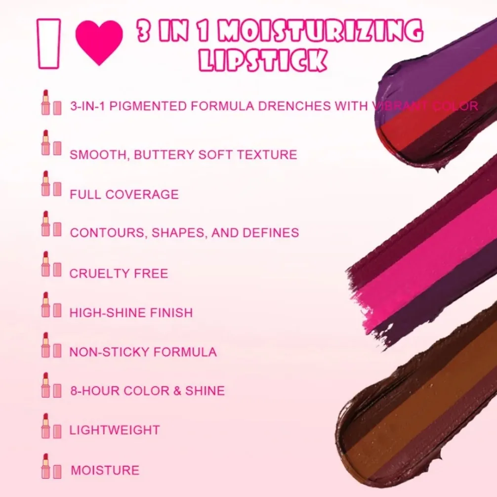 Logotipo personalizado lama labial vegana 3 cores mousse fosca brilho labial sólido marca própria batom natural à prova d'água duradouro nude vermelho matiz