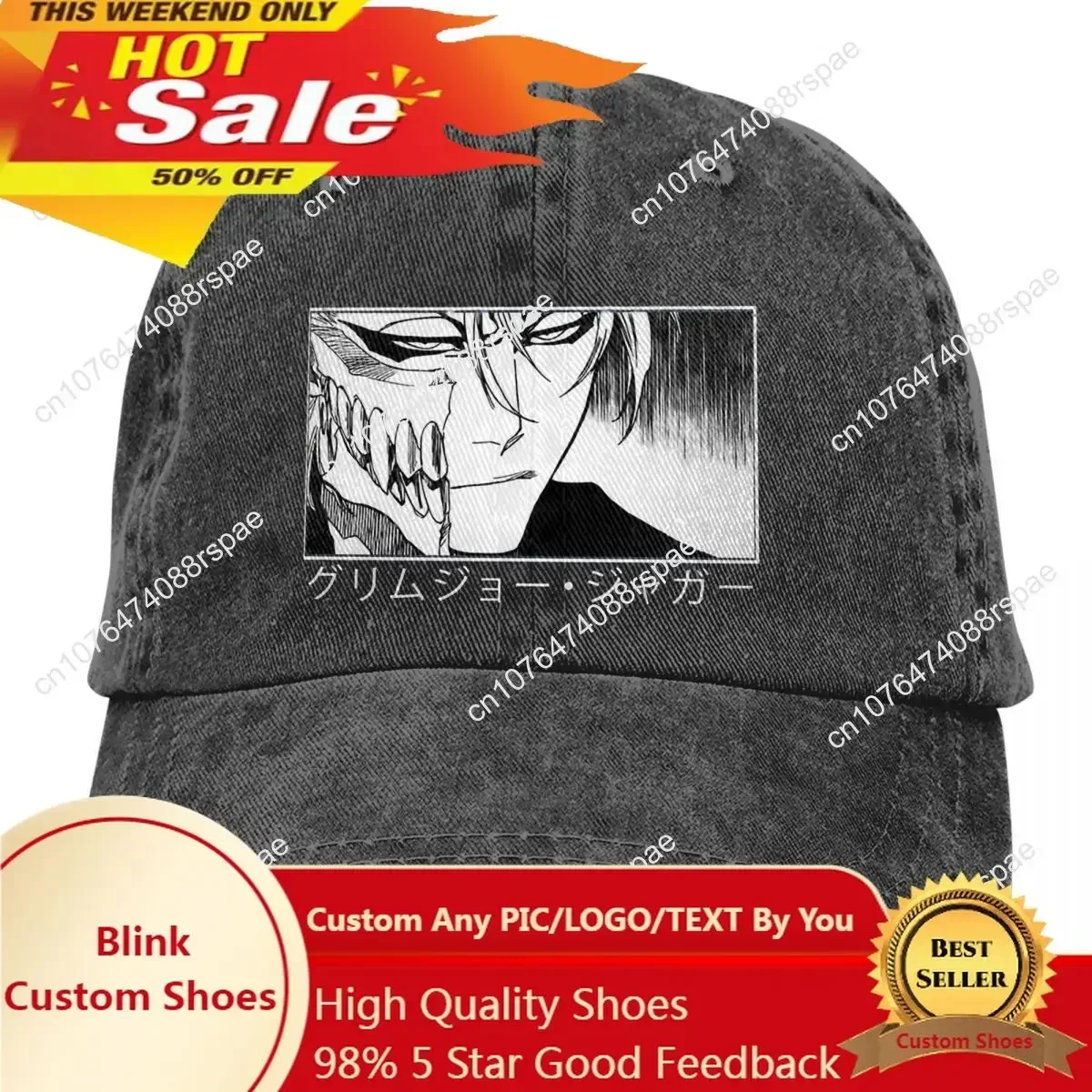 Washed Men's Baseball Cap Grimmjow Jaggerjack Trucker Snapback Caps Dad Hat Bleach Burichi Manga Anime Golf Hats