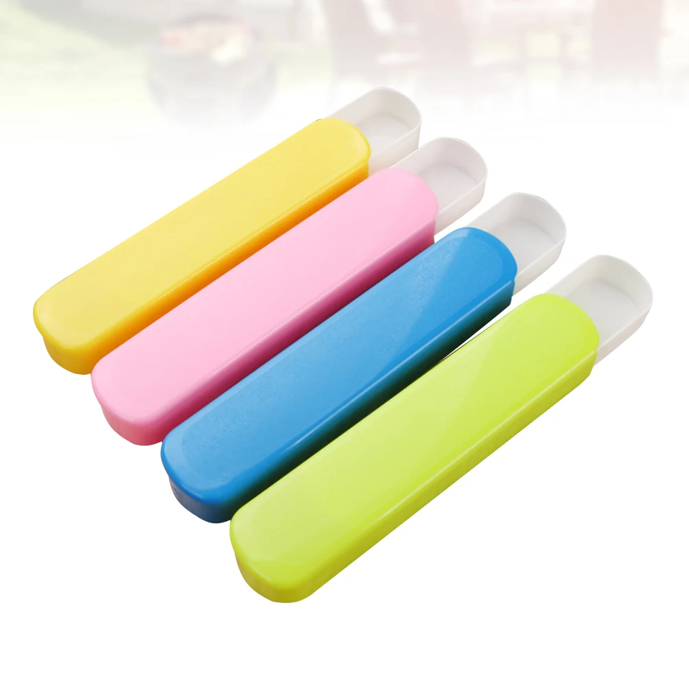 

8Pcs Portable Tableware Box Pulling Type Plastic Case Compact Spoon Chopstick Storage Organizer for Travel Lunch Bag