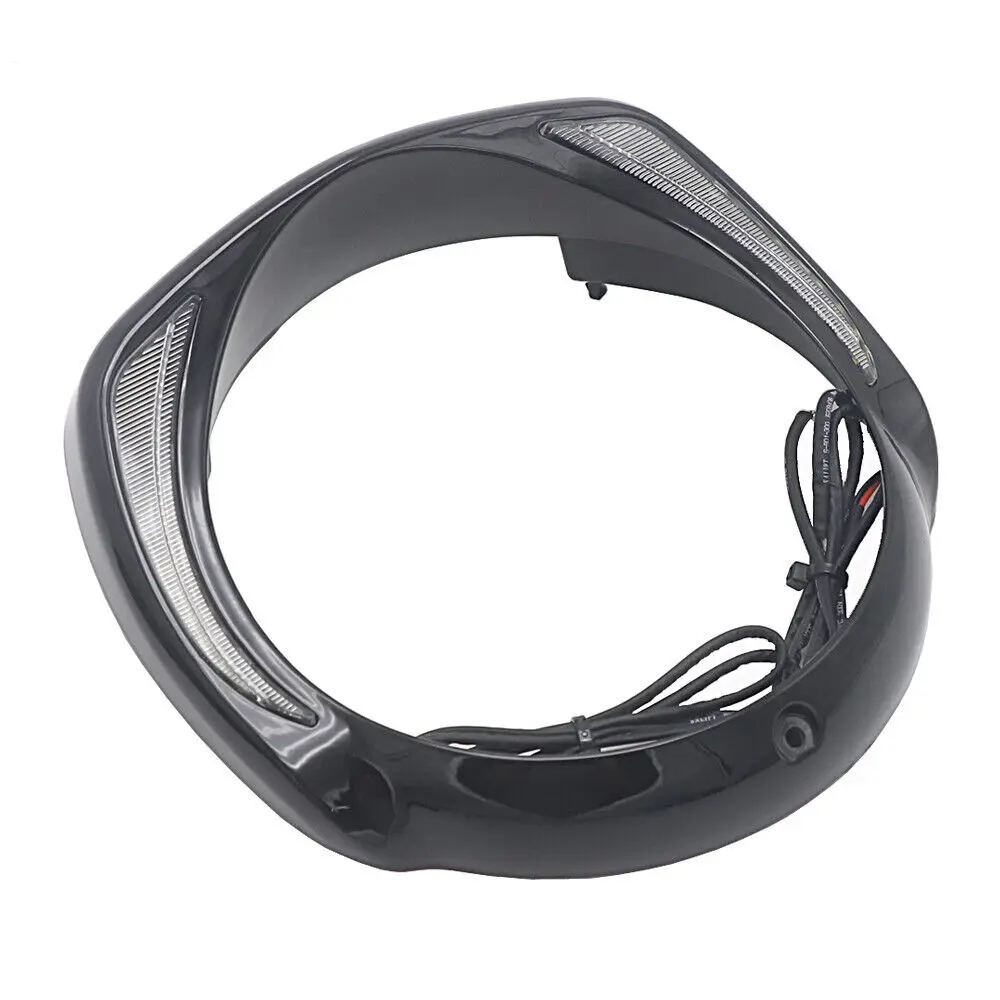 For Harley CVO Touring Electra Glide Street Glide Tri Glide 2014-Up With Amber Turn Signal LED Headlights Bezel Visor Trim Ring