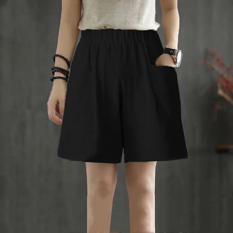 Cotton Linen Harlan Pants Summer Thin Slim Print Loose Mom Nine Points Casual Pants High Waist Elastic Pocket Lantern Pants