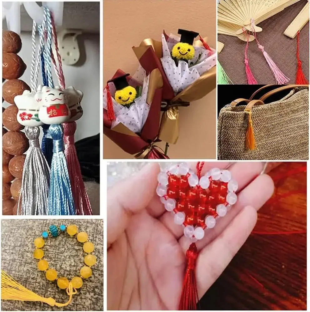 100Pcs 13cm Polyester Silk Tassel Fringe Hanging Spike Crafts DIY Jewelry Making Clothing Bookmark Pendant Decoration