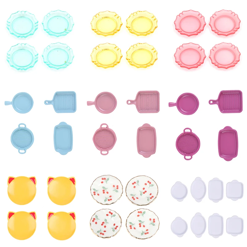 Dollhouse Food Play House Toys Miniature Dishes Dollhouse Plates Mini Food Dishes Tableware for Kitchen Furniture Accessories