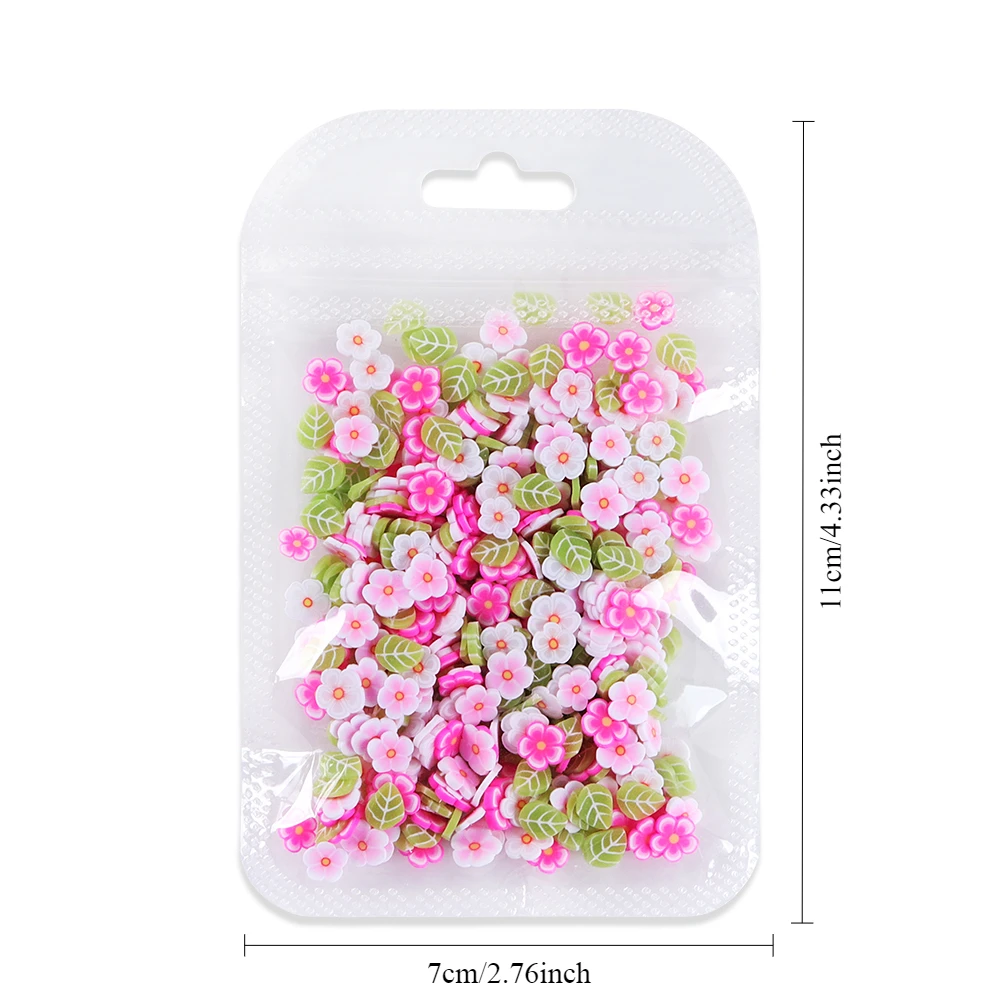 10g Pink Flowers Polymer Clay Slices Epoxy Resin Filling Mixed Cherry Blossom Leaf Slime Flake Spring DIY Pendant Crafts Making view 6