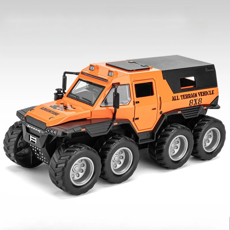 

1:32 Model Conqueror Sabertooth Armored Car Toy Alloy Diecast Pull Back Doors Opened Sound Light Off-road Vehicle Model for Boy