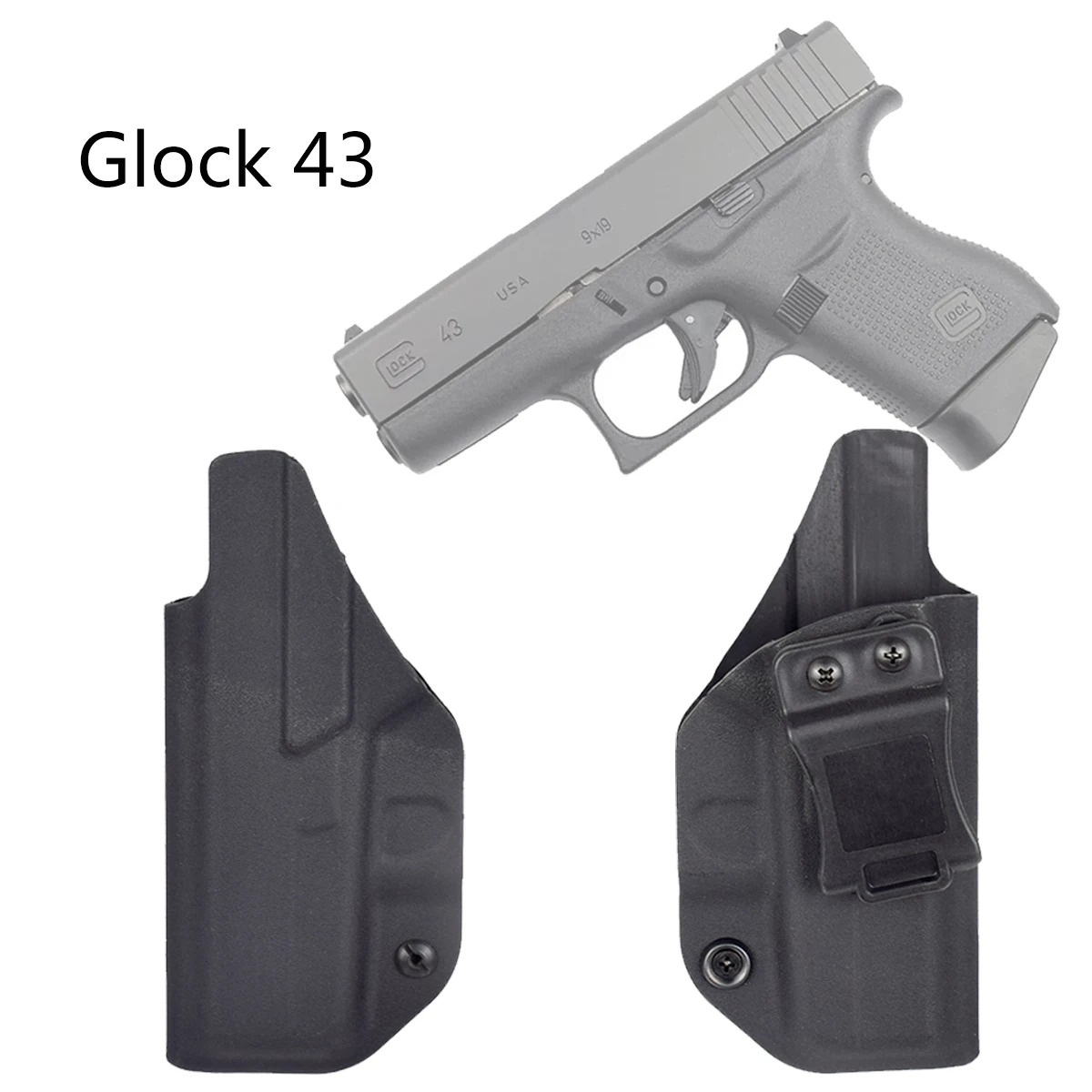 

Right Inside Waistband Concealed Carry Holster For Glock 43/43X (Gen 1-5) 9mm Gun Kydex Handmade Pistol IWB Holster