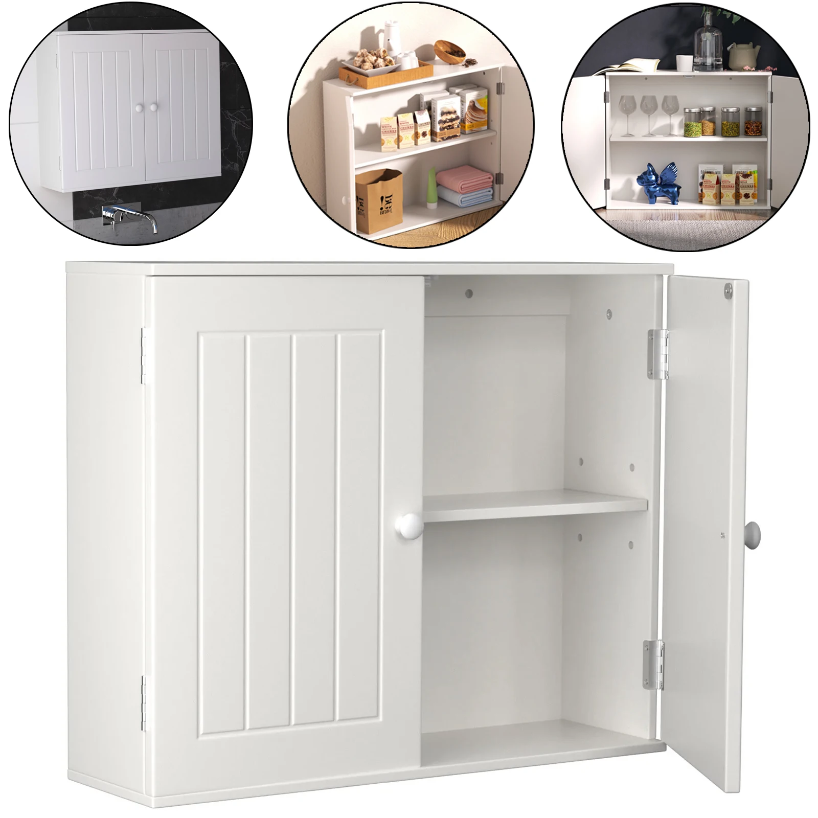 EFAN Storage Cabinet, Freestanding/Wall Mounted Bathroom Unit with Adjustable Shelf, Multi-purpose Waterproof Cupboard Furniture