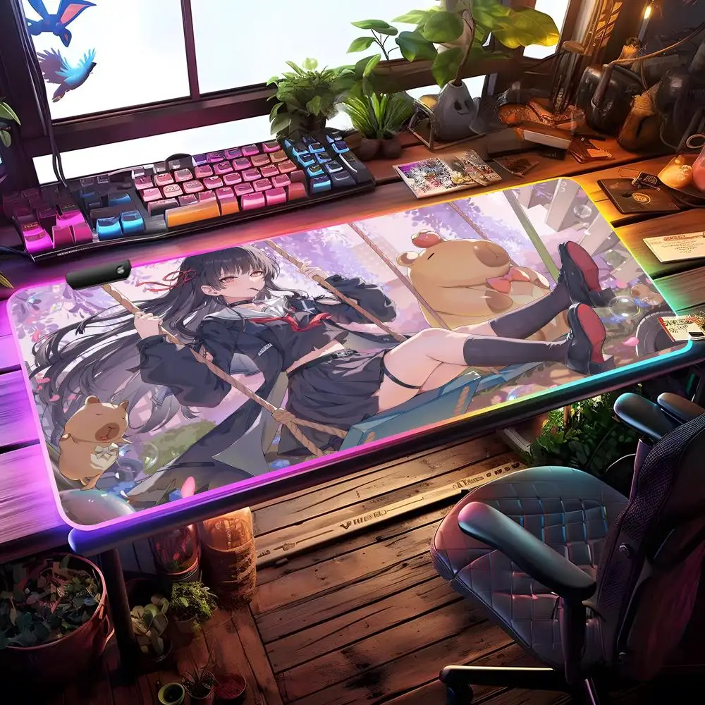 

Коврик для мыши Chisa RGB, игровой коврик для мыши, настольный коврик HD, большой игровой коврик с LED-подсветкой, XXL коврик для мыши