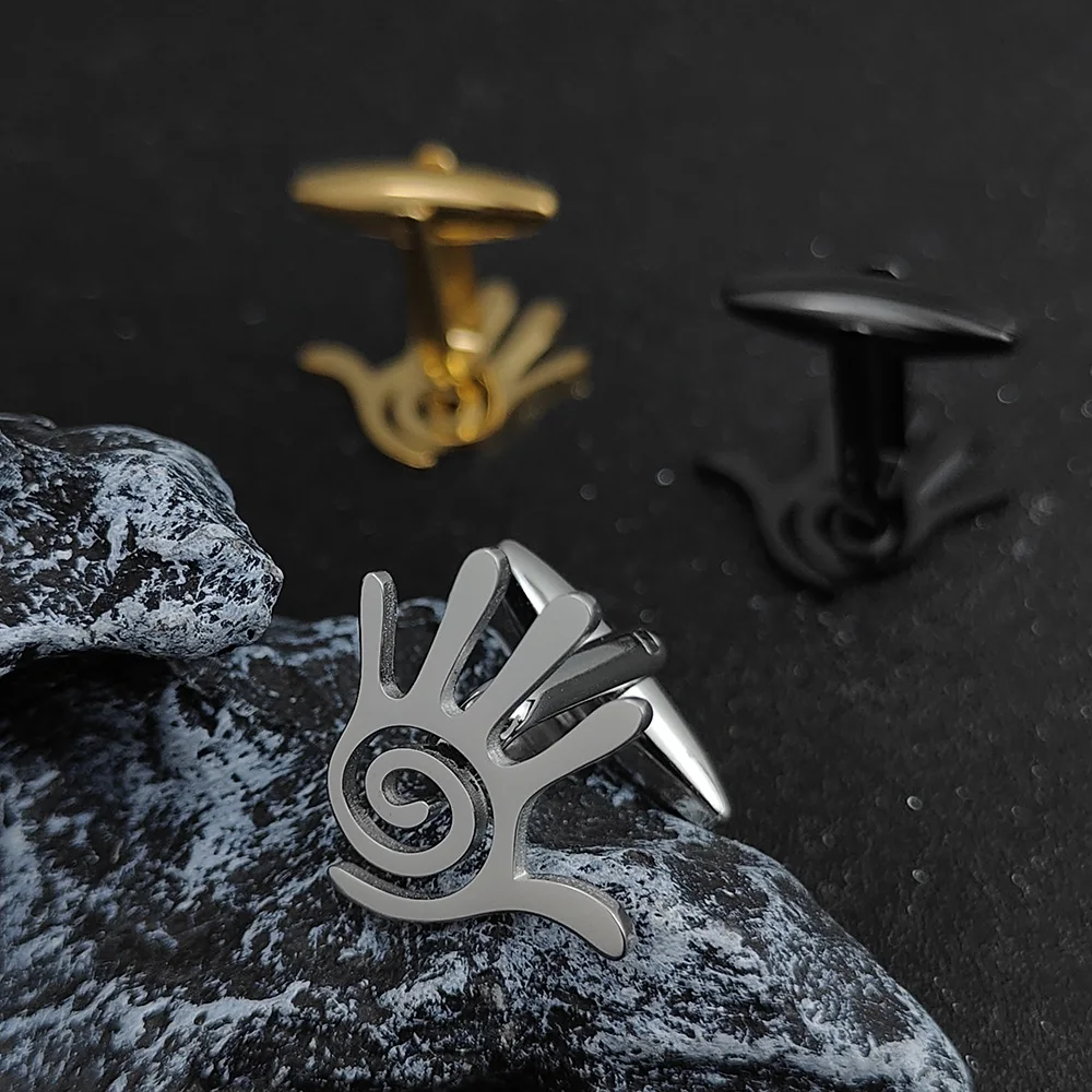

New stainless steel palm men's cufflinks, gold-plated cufflinks as clothing accessories, a small gift for your father