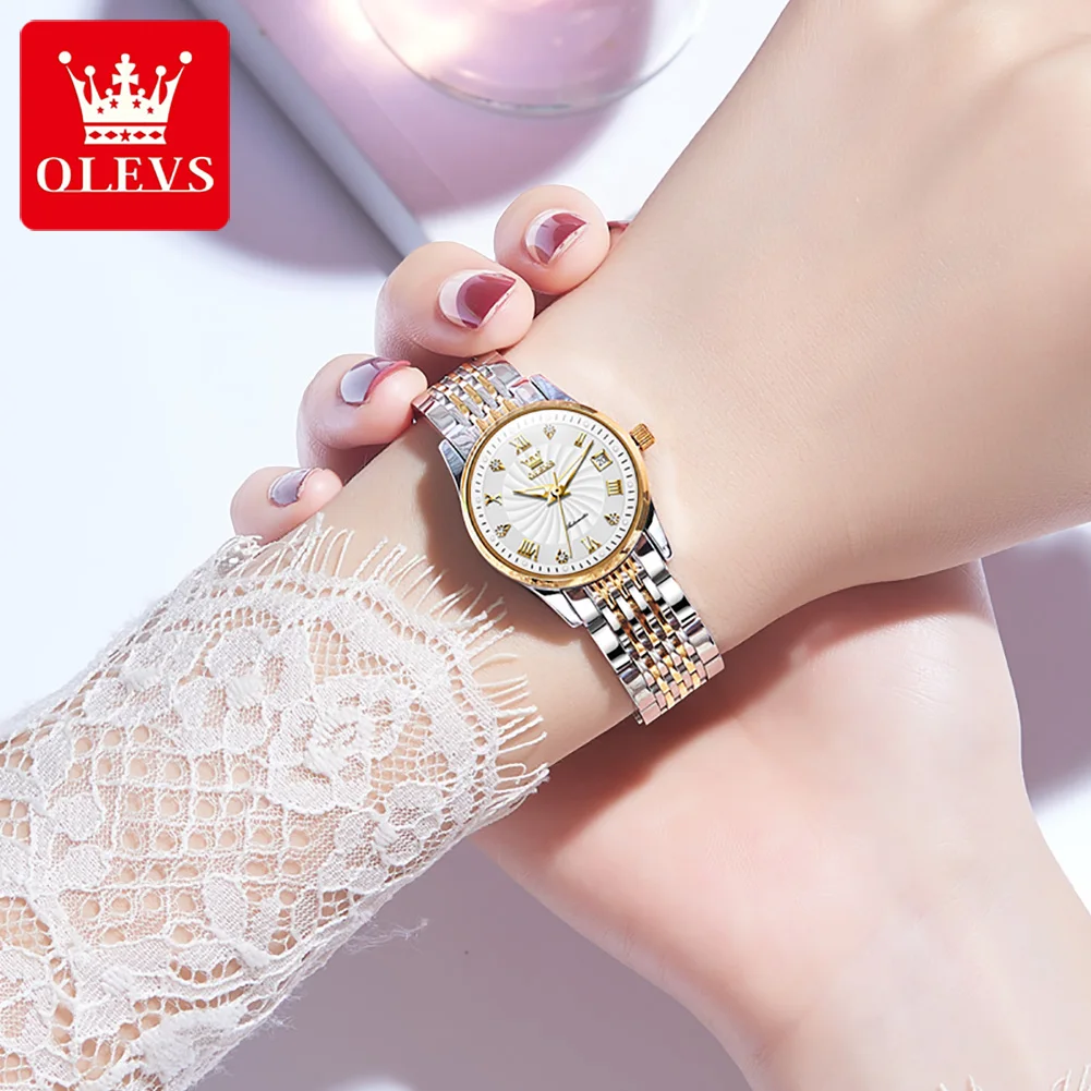 OLEVS Automatic Mechanical Watch for Women Luxury Top Brand Ladies Wristwatch Waterproof Luminous Stainless Steel Girls Watches