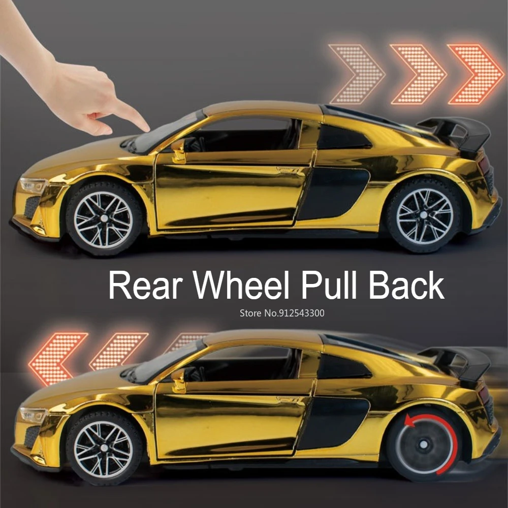 1:32 R8V10 Q8 coche en miniatura de aleación de juguete Diecast Metal simulación sonido luz extraíble supercoche modelos colección regalos para niños
