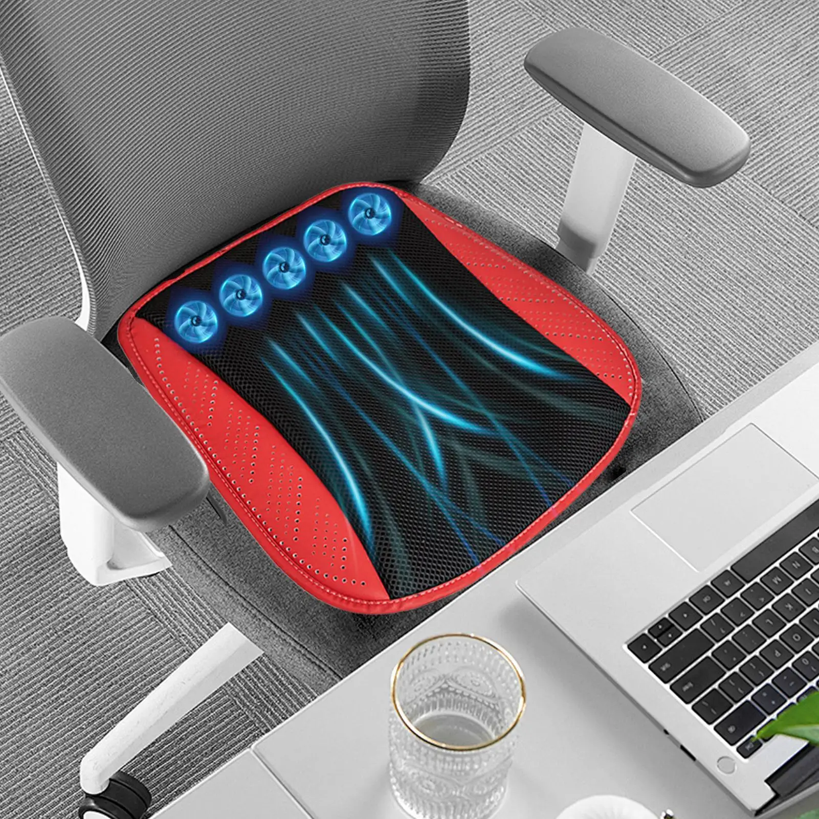 وسادة تبريد مقعد السيارة وسادة تبريد مقعد السيارة غطاء مهواة مراوح تبريد هادئة 3 سرعات حصيرة USB المكونات في لعبة رحلة الطريق