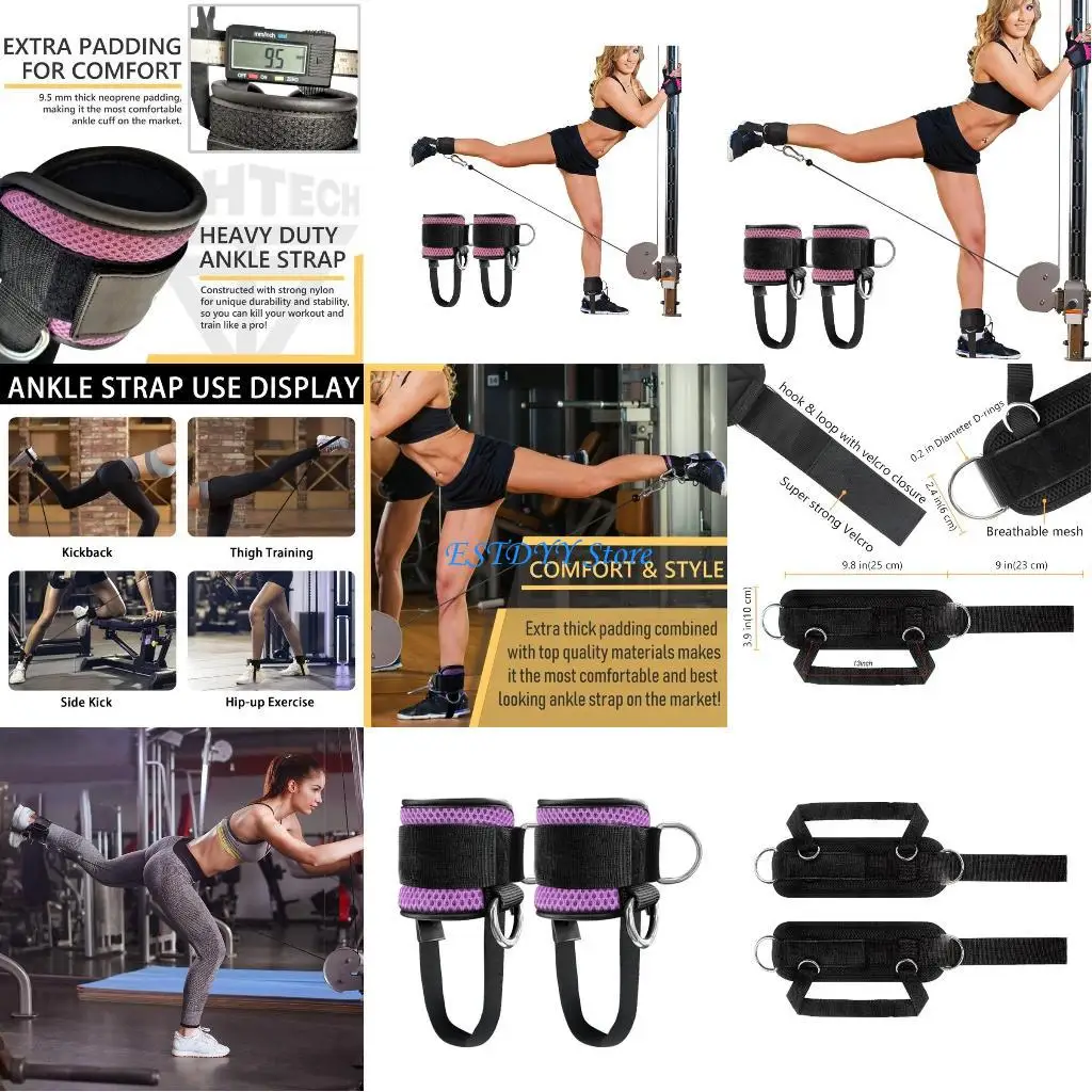 

G6DE Ankle Straps Sports Protective Gear D-Rings Adjustable Cuffs to Enhances Legs