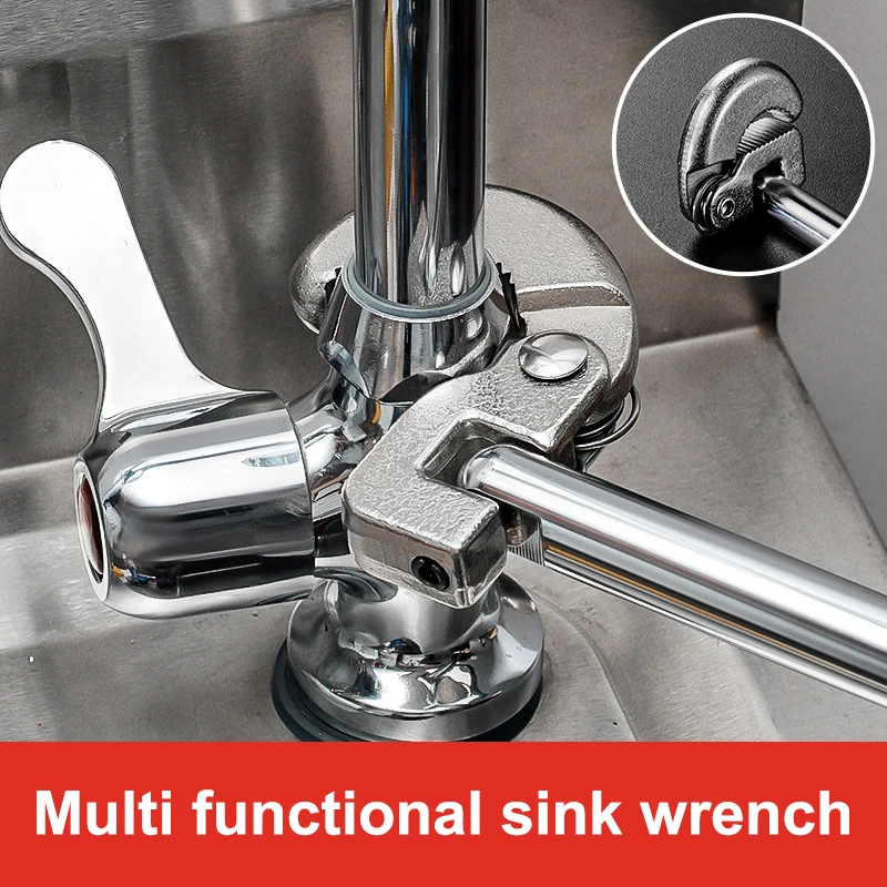 For Carbon Steel Tap Nut Spanner Universal Sink Plumbing Repair Hand Tool 180 Degree Rotating Adjustable Basin Spanner