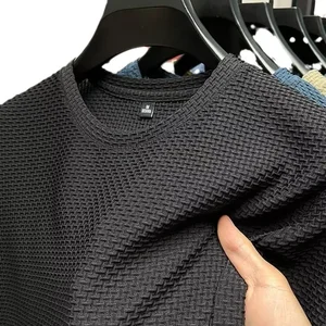 2024 عقدة جديدة مرنة من الخيزران شبكة ثلج الحرير تي شيرت الأكمام الرجال رقبة مستديرة نصف كم طبقة أساسية للرجال أعلى الصيف أفضل 12 تي شيرت من ألياف الخيزران مبيعا - No3