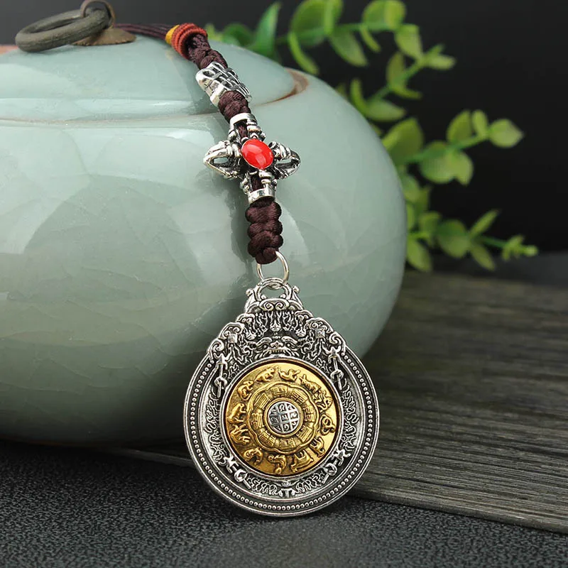 DIY accessories Jiugong gossip hand handle piece rotatable twelve zodiac signs natal year Xizang ethnic wind eight treasures aus