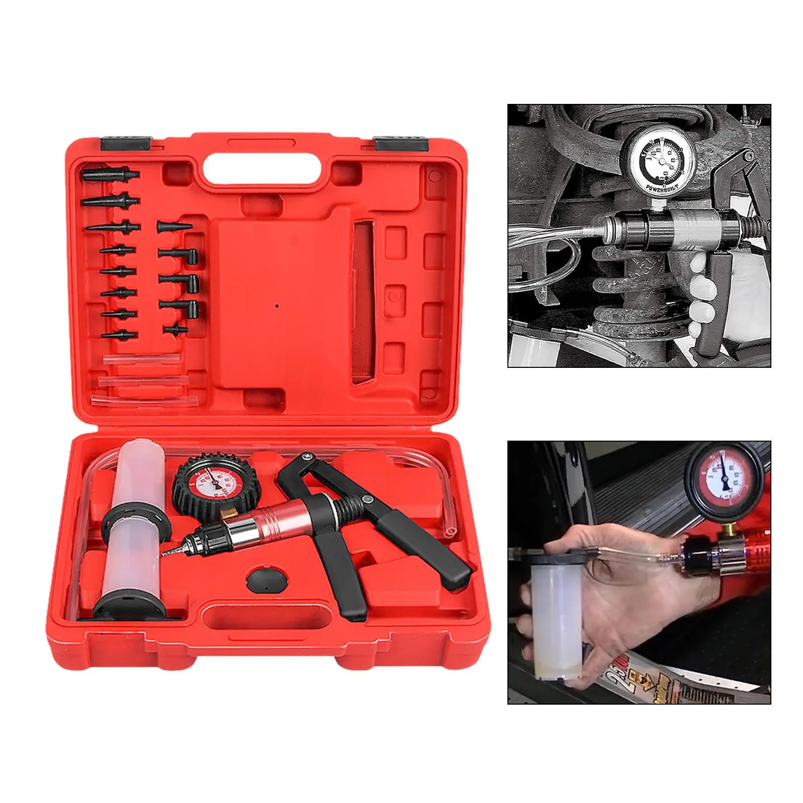 Handheld Automotive Vacuum Pump Tester Kit for Vacuum Solenoid Valves Versatile with protected Case Brake System Bleeding Tool