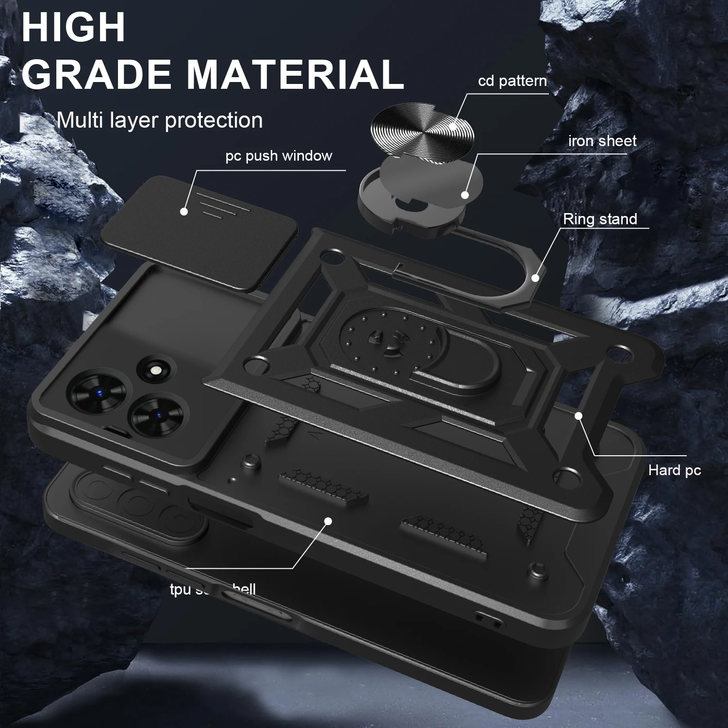 حافظة لهاتف انفينيكس سمارت 10 كاميرا منزلقة حماية حامل هاتف شل فوندا لهاتف سمارت 9 8Plus 8Pro