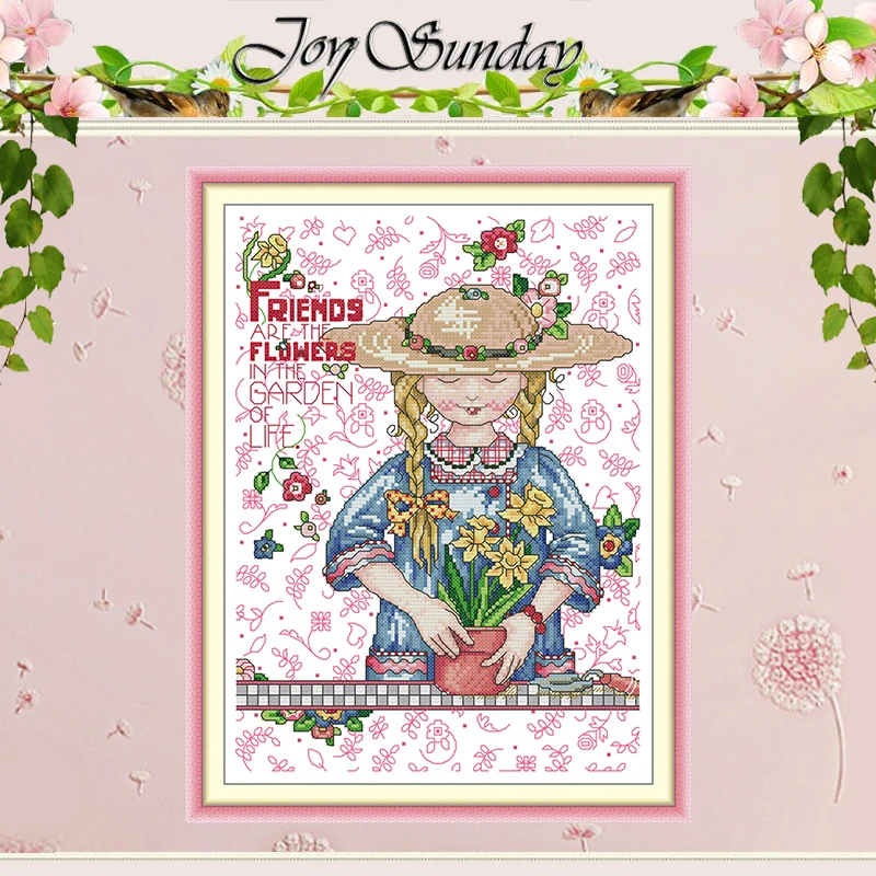 

Набор для вышивки крестом «Девушка, которая вырастить цветочные узоры», 11CT, 14CT, 16CT, штампованный набор для вышивки крестом DMC, вышивка, рукоделие