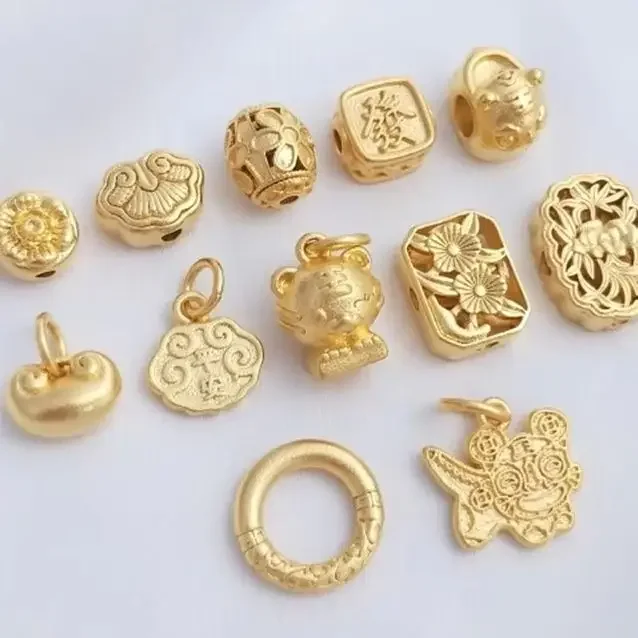 Sand Gold Ruyi Pearl Transfer Pearl, Tiger Head, Heaven and Earth Circle, Hand DIY Braided Rope, Beaded Jewelry Accessories