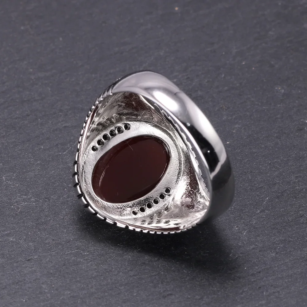 Guaranteed 925 Sterling Silver Rings Retro Vintage Turkish Rings For Men With Green Red Stones Turkey Jewelry Anillos Hombre