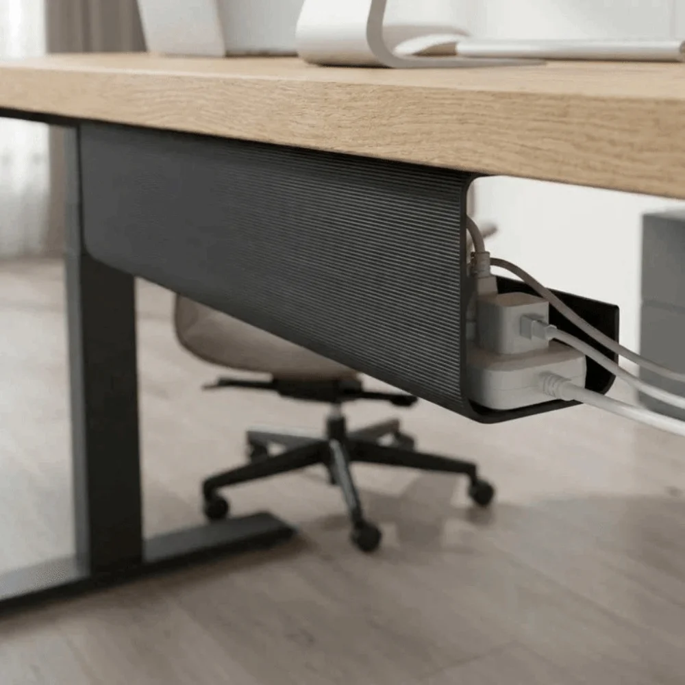 PVC Under Desk Cable Management Tray Large Capacity Adhesive Mount Wire Organizer Box Easy Installation Minimalist Design