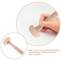 8 Pcs Carving Set Wooden Printmaking Tools Tiny Mushrooms Natural Crafts Rubbing Block Baren Roller DIY Gifts