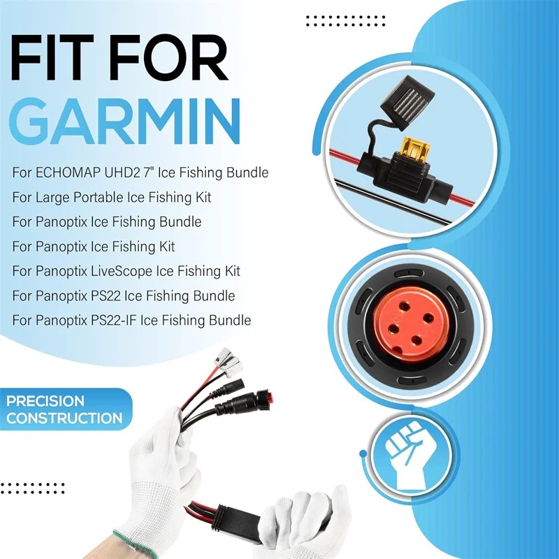 010-12676-35 Stromkabel, wetterbeständig, mit Ladeanschlussstecker und 5 A Sicherungshalter, passend für Garmin ECHOMAP, Panoptix Eisfischen – Detail 5