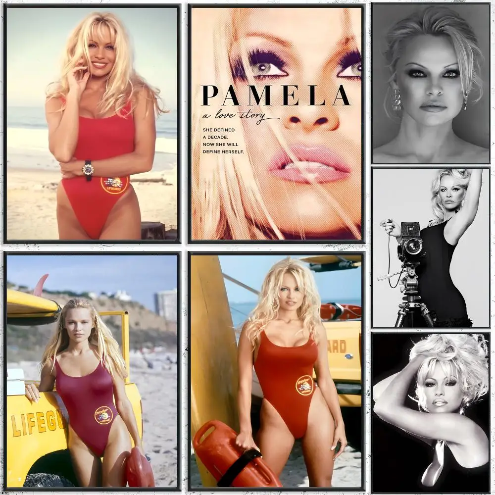 Actress Pamela Anderson Poster Self-Adhesive Waterproof Wall Stickers, Coffee Bar Home Wall Decor
