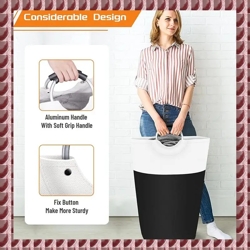 

A95G Large Capacity Waterproof Laundry Basket Household Foldable Laundry Basket With Foam Protected Aluminum Handles
