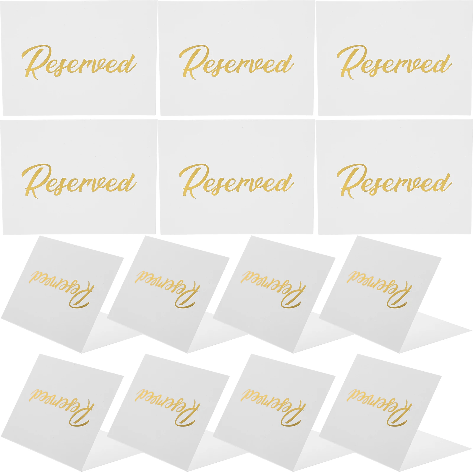 

50pcs Reserved Table Signs Double Sided Gold Foil Wedding Party Banquet Cards 3x4inch Stable Tent Design Lightweight