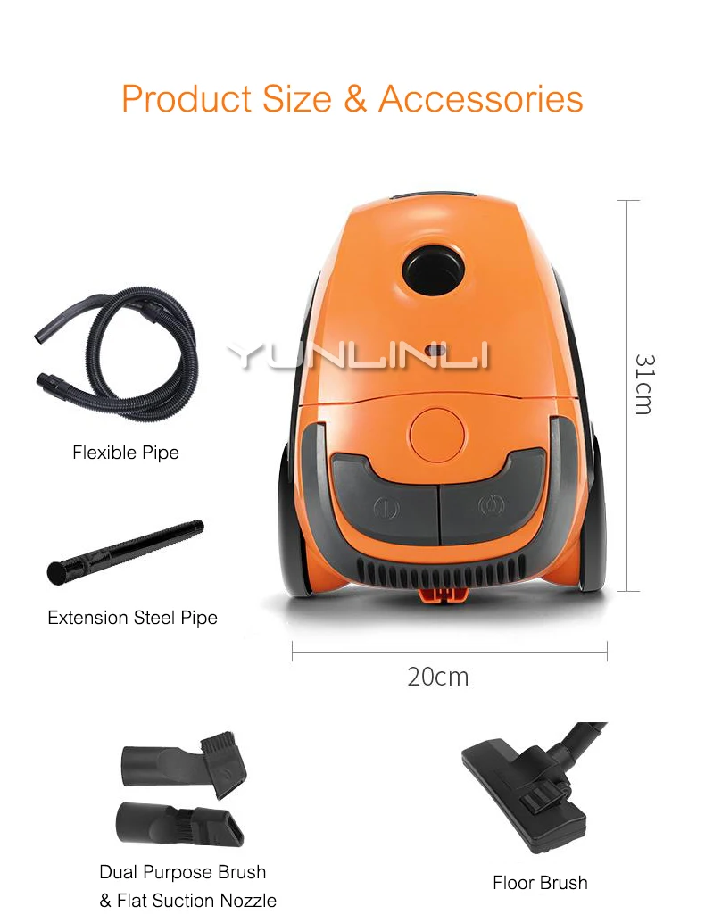 Бытовой пылесос 1200 Вт, пылесборник для ковров, ручной пылесборник для пола