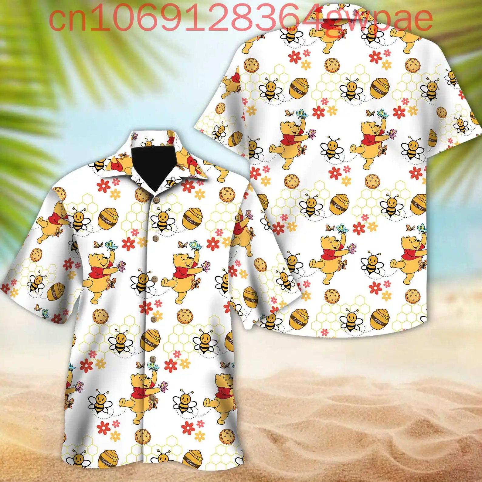 

Winnie the Pooh 3d Print Short Sleeve Hawaiian Shirt Women's Button Shirt Disney Summer Casual Beach Vacation Shirt Tops