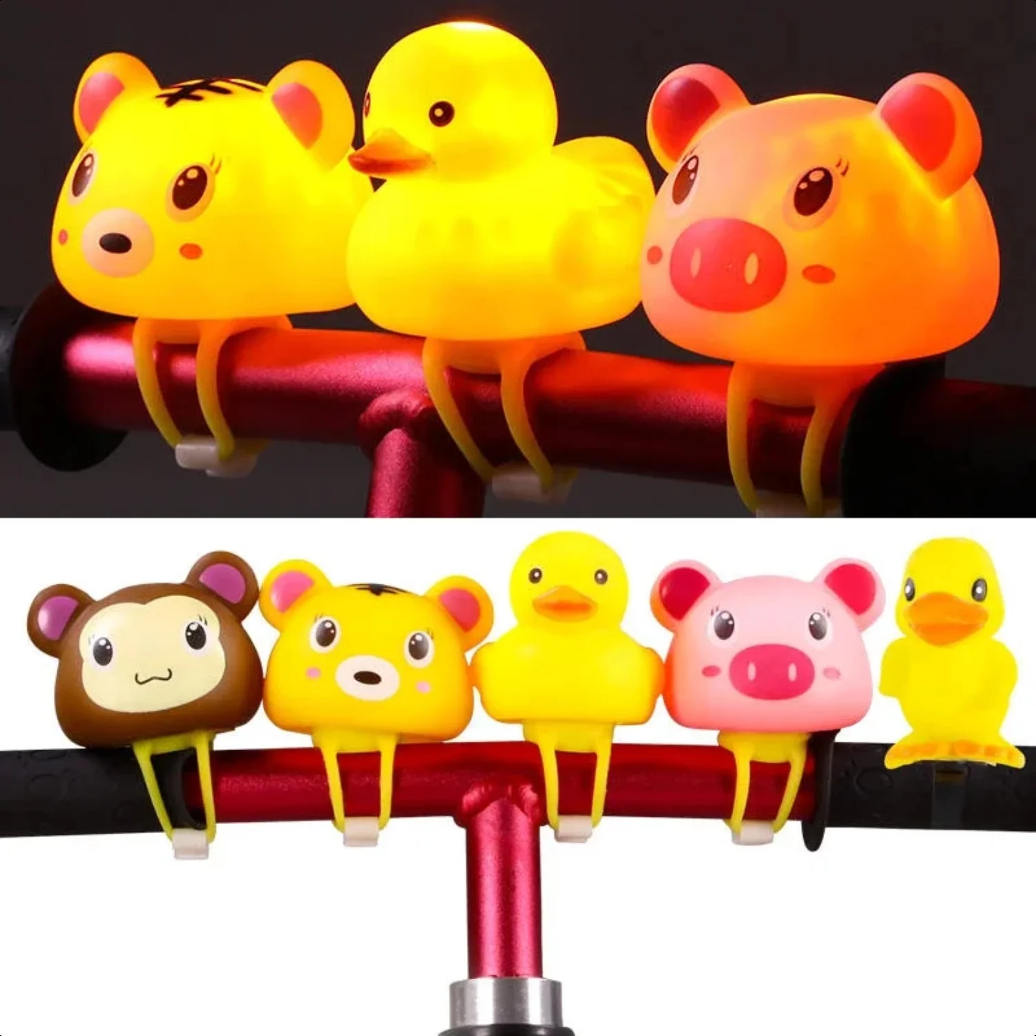 Bicycle Light Bell Cartoon Animal MTB Road Bike Flashlight Lamp  Adult Scooter Handlebar Air  Ring Cycling Accessories