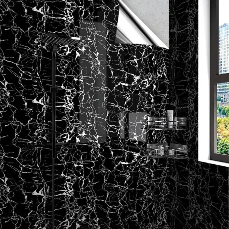 

Foil Marble Self Adhesive Waterproof Removable Wall Stickers for Bathroom Oil Proof Wallpaper for Kitchen Cabinets Refurbish