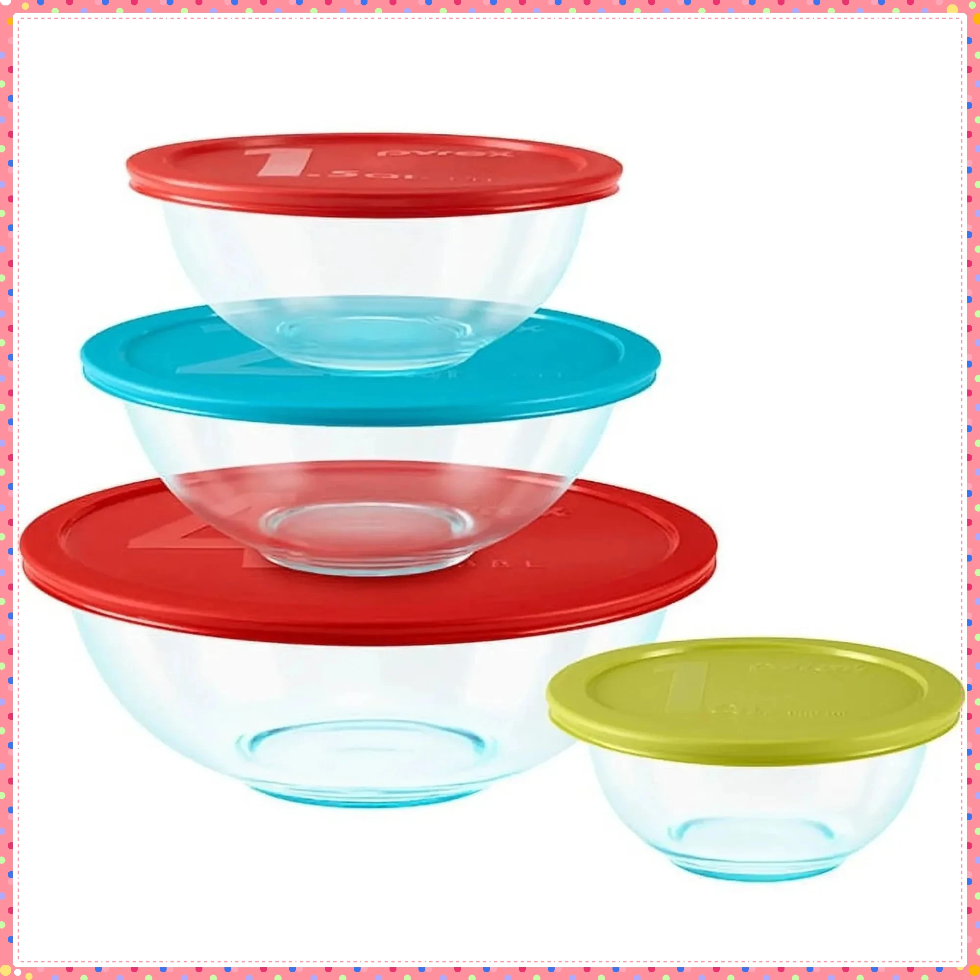 Juego de 8 piezas de cuencos para mezclar de vidrio, cuencos multiusos para preparar y lavar arroz, para ramen, ensaladas, fideos y ingredientes