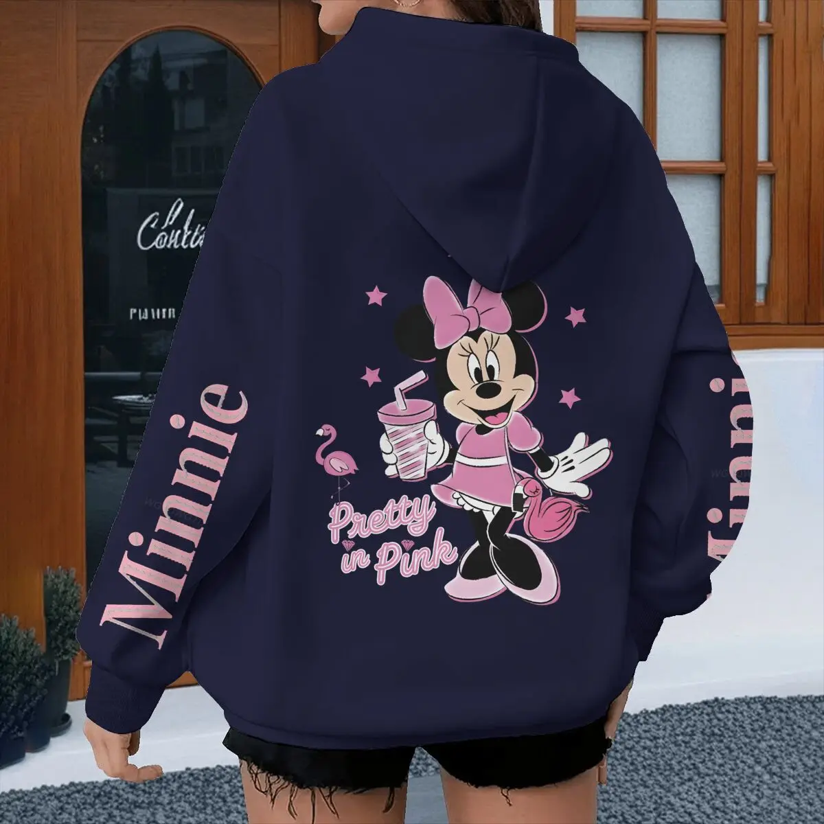 เสื้อฮู้ดลายมินนี่เมาส์ Y2K สำหรับฤดูใบไม้ผลิและฤดูใบไม้ร่วง ลายการ์ตูนมิกกี้เมาส์ เสื้อฮู้ดลำลองสำหรับผู้หญิง ดีไซน์อนิเมะ เสื้อฮู้ดสำหรับสาวๆ ของขวัญ