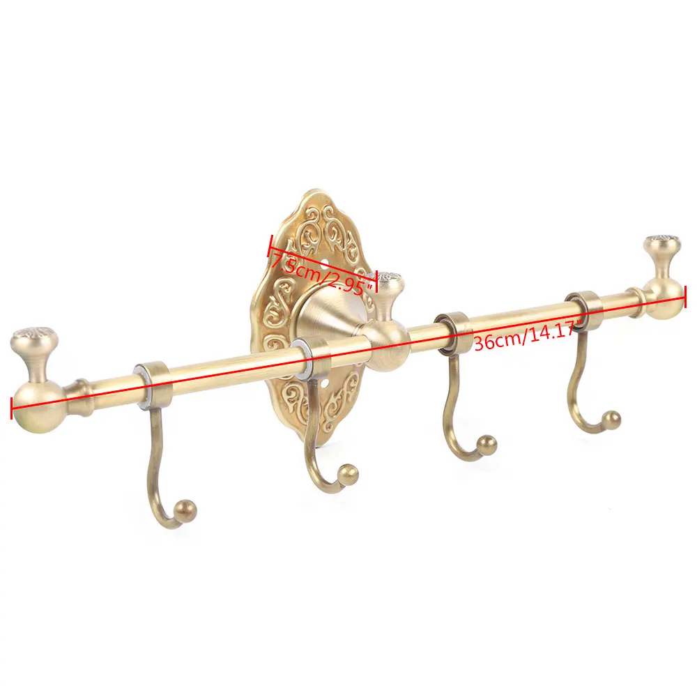 Wall-mounted Towel Rack, Towel Rack with Hooks, Retro Gold Towel Rack for Bathroom, Balconies, Toilets