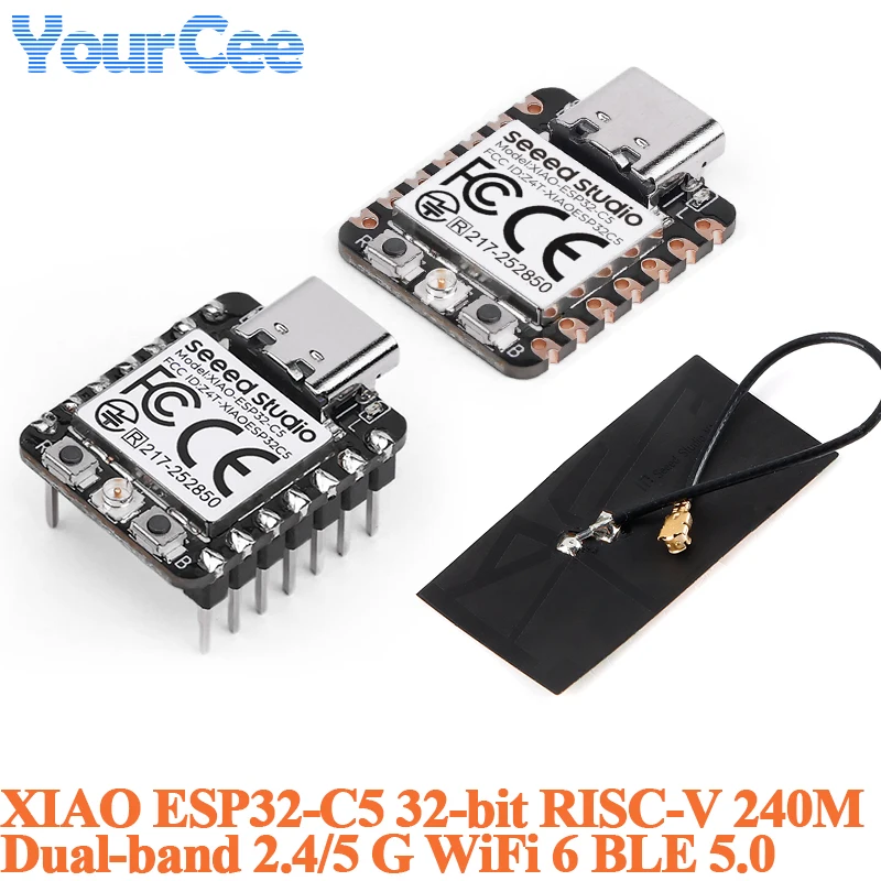 10 szt./1 szt. Płytka rozwojowa Seeed Studio XIAO ESP32C5, moduł 32-bitowy RISC-V, takt 240 MHz, Wi-Fi 6 2.4/5 GHz, BLE 5.0, Zigbee, Thread